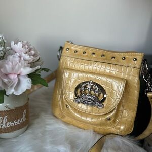 Kathy Yellow Croc-Embossed Shoulder women glossy Bag
